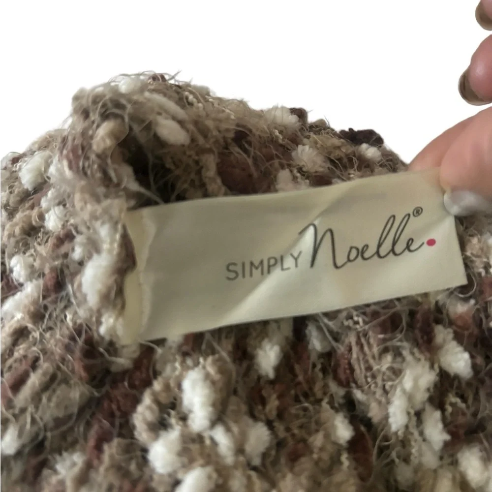 Simply Noelle Knit Scarf Brown Tan Oblong Winter Academia Fuzzy‎ Unisex Chunky